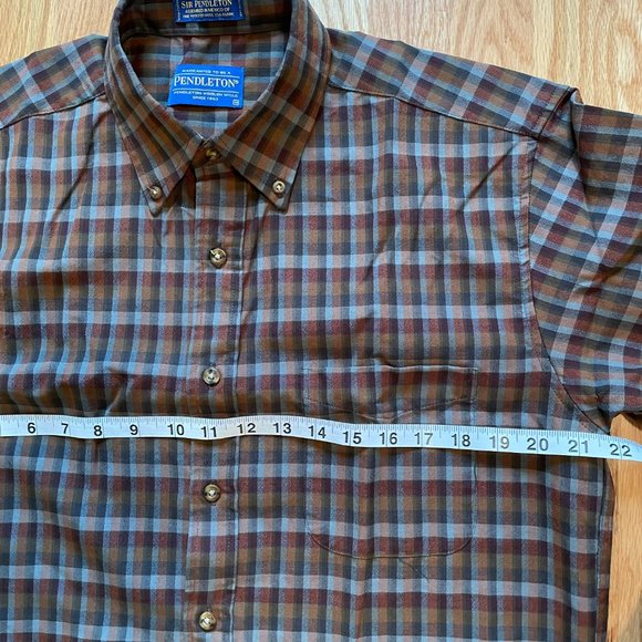 Sir Pendleton 100% Worsted Wool Plaid Button Down Shirt Mens Size Medium - Picture 7 of 9